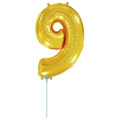 Шарик фольгированный "День Рождения: Цифра 9", мини, золото