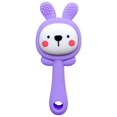 Силіконовий прорізувач-брязкальце Зайка (БУЗКОВИЙ)