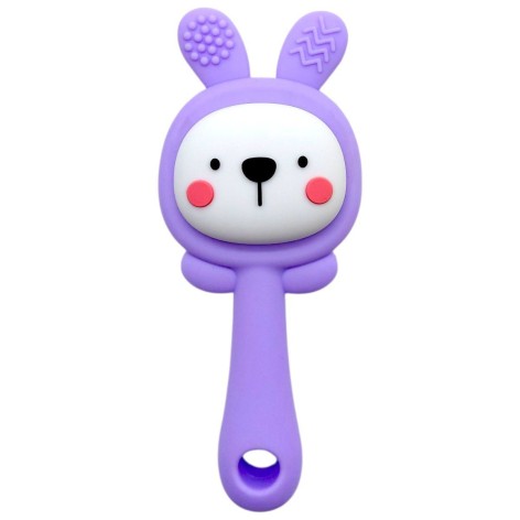 Силіконовий прорізувач-брязкальце Зайка (БУЗКОВИЙ)