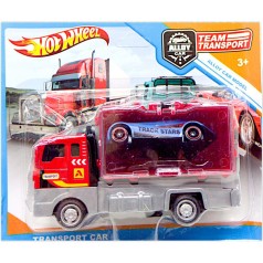 Игровой набор "Team Transport" (металлическая модель и автовоз), красный