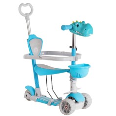 Самокат 5в1 Best Scooter S-81077 (1) із захисним бампером, іграшка на кермі, PU колеса 120х50мм зі світлом, в коробці