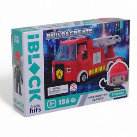 Конструктор Kids hits IBLOCK JUNIOR арт. KH17/001/3 186дет., пожарная машина короб. 24*16*6см