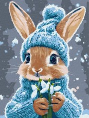 Картина по номерам - "Кролик с подснежниками" ©art_selena_ua, 30х40см