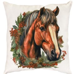Подушка микровелюр "Ягодная лошадь" 35х35 см