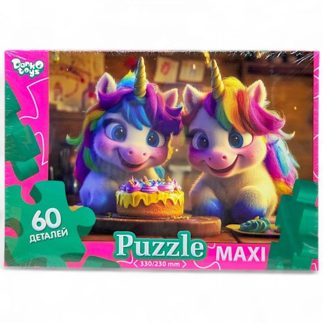 MAXI PUZZLE 60 "ЕДИНОРОГИ С ТОРТОМ"