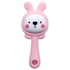 Силіконовий прорізувач-брязкальце Зайка (РОЖЕВИЙ)