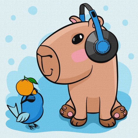 Картина за номерами "Капібара в навушниках" 30х30 см