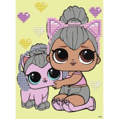 Набір з алмазною мозаїкою (вибірковою) "L.O.L. Surprise! Kitty Queen With Kitty Kitty" 15x20см