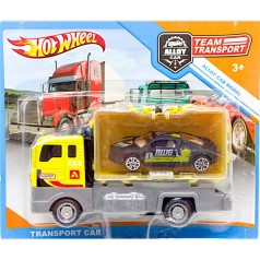 Игровой набор "Team Transport" (металлическая модель и автовоз), желтый