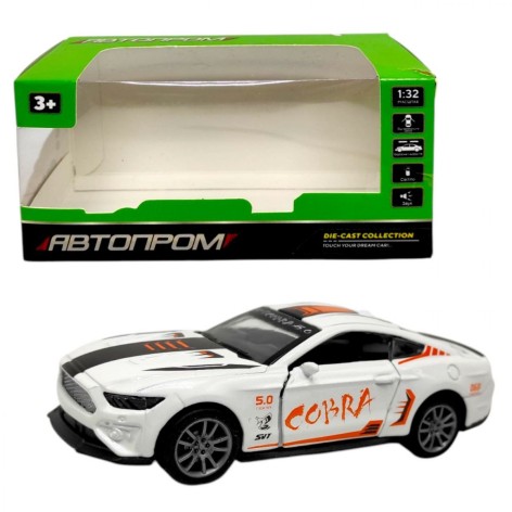 Машинка металлическая "Автопром. ФОРД МУСТАНГ" (БЕЛЫЙ)