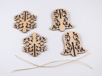 Набор деревянных новогодних  игрушек (2 фигурки)