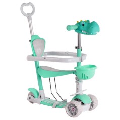 Самокат 5в1 Best Scooter S-93208 (1) із захисним бампером, іграшка на кермі, PU колеса 120х50мм зі світлом, в коробці