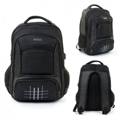 Рюкзак школьный С 43645 (30) 1 отделение, 3 кармана, мягкая спинка, USB кабель, в пакете [Пакет]