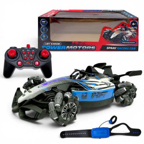 Машина на радиоуправлении POWERMOTORS (акум,свет,звук,пар,2 пульта) в короб.40,5*14,5*19,3см (ГОЛУБОЙ)