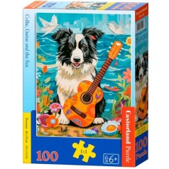 Пазлы "Колли, гитара и море" 100 элементов