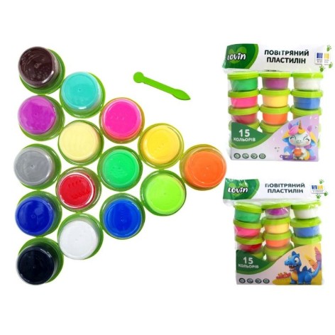 Набор для лепки с воздушным пластилином в стаканчиках, 15 цветов