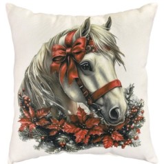 Подушка микровелюр "Праздничная лошадь" 35х35 см