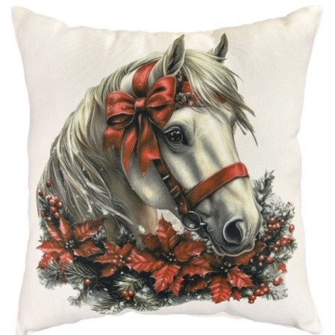 Подушка микровелюр "Праздничная лошадь" 35х35 см