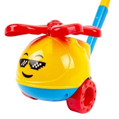 Каталка с ручкой "Вертолет", желтый+голубой