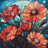 Алмазная мозаика (картина) "Красные маки" 30х30 см