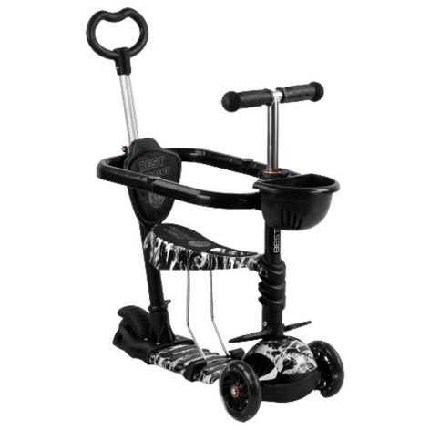 Самокат с ручкой 5в1 "Best Scooter", черно-белый