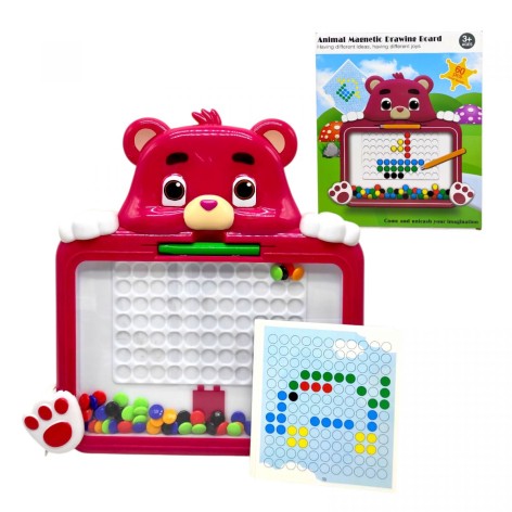 Мозаика-магнитная дощечка с рисунками, короб. (МИШКА)