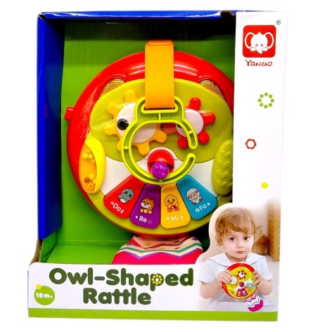 Погремушка-подвеска (сова, на батарейках[, звук.свет, коробка 20х16х7 см