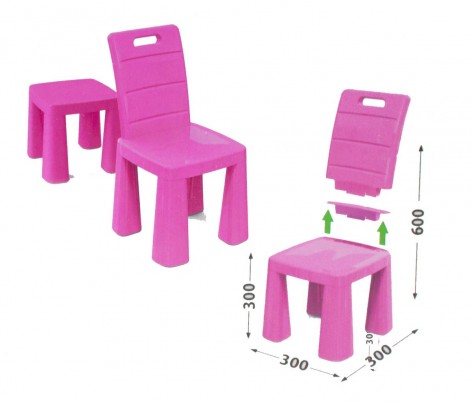 Пластиковый стульчик-табурет (розовый)