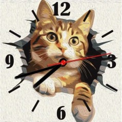 Картина по номерам (часы) "Кот" 30х30 см
