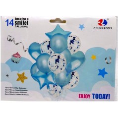 Шарики набор-букет 14 шт ENJOY TODAY (ГОЛУБОЙ)