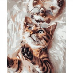 Картина по номерам "Котик и ёжик" ★★★★