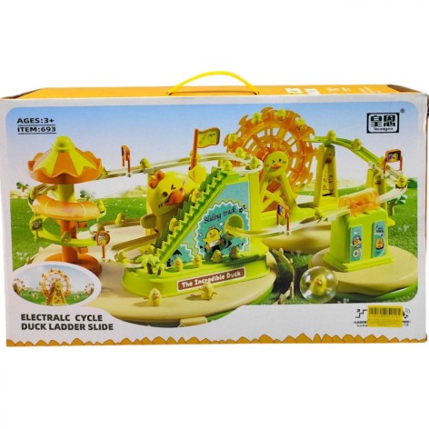 Трек (автоматичний принцип роботи, підсвічування, музика, беззвучний режим, автоматичний підіймач, колесо, 6 каченят, аксесуари, наліпки) в коробці