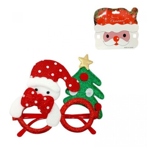 Новогодние очки Елки и Снеговики 13 см