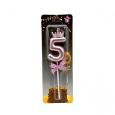 Свеча для торта "Цифра 5 с короной" (ФИОЛЕТОВАЯ)