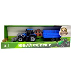 Синий трактор с прицепом