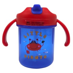 Детский поильник с трубочкой, 280 мл (СИНИЙ-КРАСНЫЕ РУЧКИ)