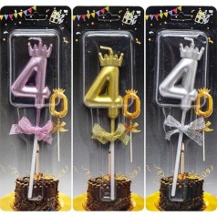 Свічка-цифра "4" з короною (мікс)