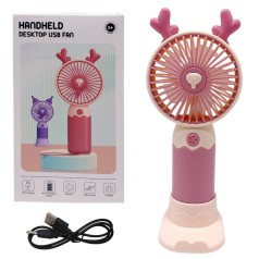 Вентилятор встроенный аккумулятор, USB-кабель (РОЗОВЫЙ)