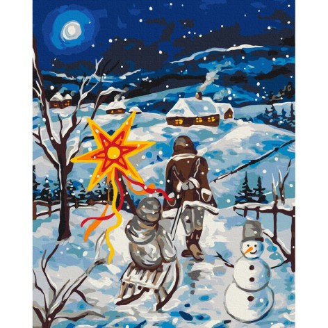 Картина по номерам "Рождественский вечер" 40x50 см. Карина Зимина