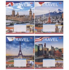 Тетрадь 24 листа, в клеточку "TRAVEL"