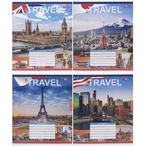 Тетрадь 24 листа, в клеточку "TRAVEL"