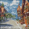 Алмазная картина "Горный городок" 30х30 см