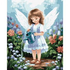 Картина по номерам "Ангелочек в саду" 40х50 см