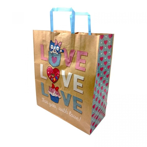 Пакет бумажный с ручками бурый 32х15х38 см.