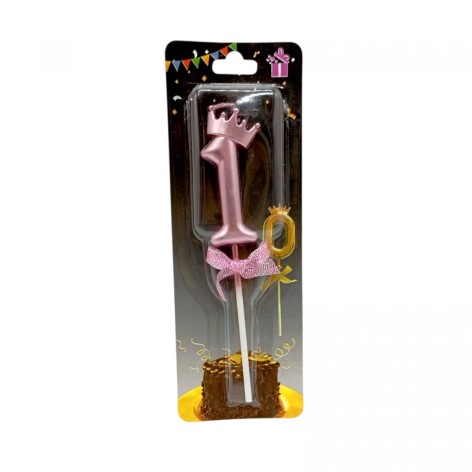 Свеча для торта "Цифра 1 с короной" (ФИОЛЕТОВА)