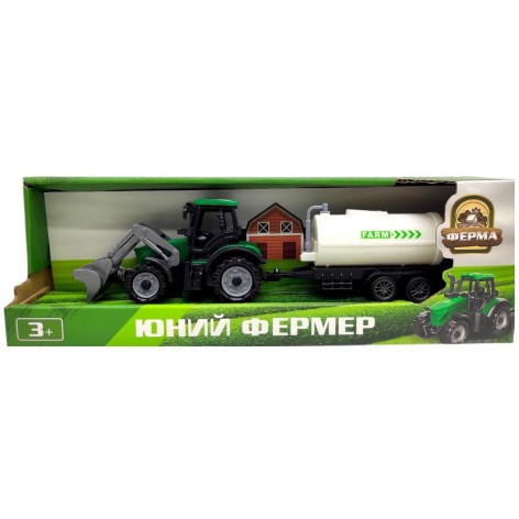 Зеленый трактор с белой бочкой