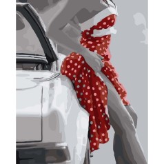 [0009] Картина по номерах 0009 ОРТ кол.Червоне плаття в горошок 40*50