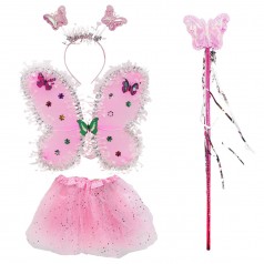 Маскарадный костюм "Бабочка с крыльями", розовый