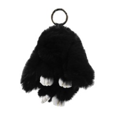Хутряний брелок "Кролик", чорний (23 см)