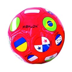 Мяч футбольный размер 5 "Флаги" PU 320 г, двухслойный (КРАСНЫЙ)